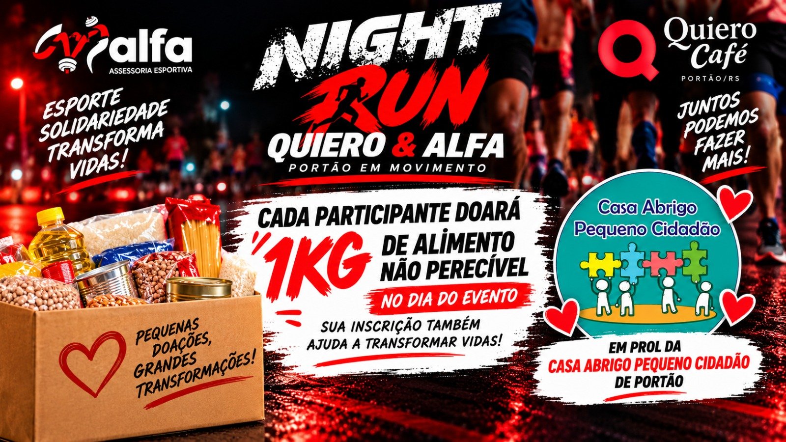 Campanha de arrecadação de alimentos — Night Run ALFA & QUIERO